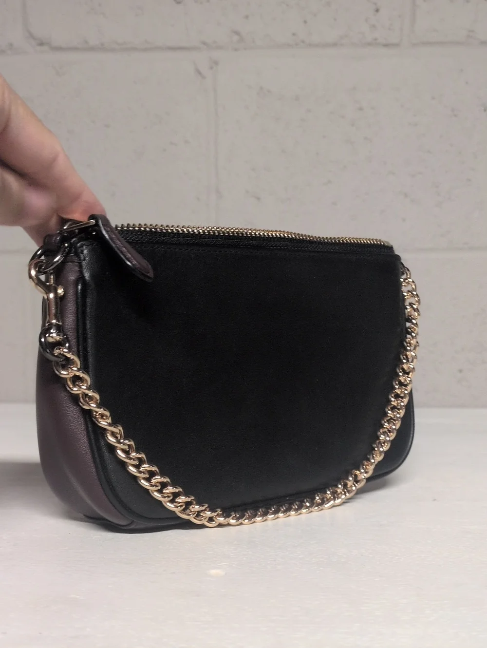 Selena Gomez x Coach Limited Edition Shoulder Bag/Clutch Wristlet, Black Leather